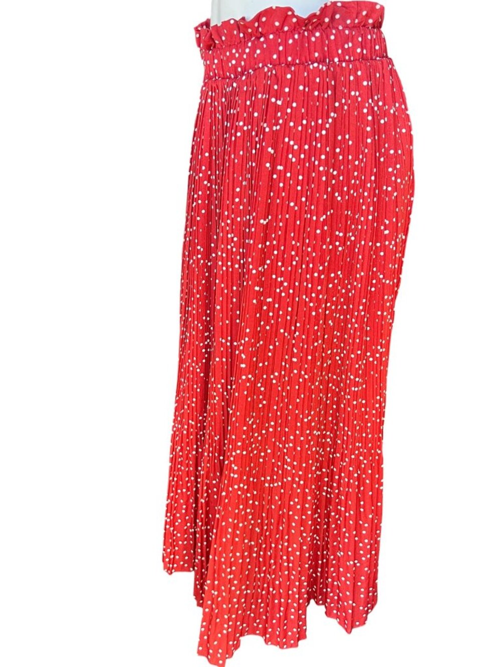 Naggoo Red & White Polka Dot Pleated Skirt Or Strapless Dress Cotton Blend XL Ne - Picture 7 of 13